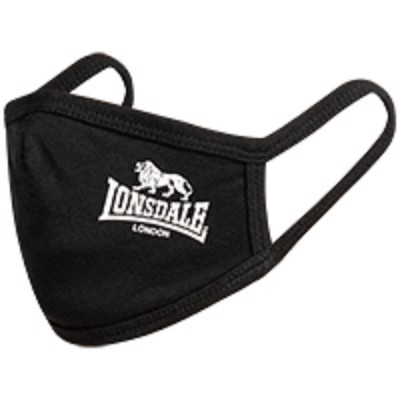 Lonsdale Gesichtsmaske, Maske in schwarz. Boxen, Kickboxen, MMA. 100% Baumwolle.