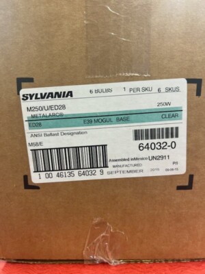 Sylvania ~ Clear, ED28, 250 Watt HID Metal Halide Metal Arc Lamp Light Bulb