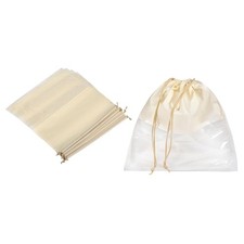 11.8 Inch Non-Woven Fabric Handbag Dust Cover, 5 Pack Drawstring Bag, Beige