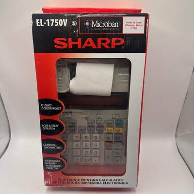 NEW! Sharp EL-1750V Printing Calculator 12-Digit 2-Color Microban Antimicrobial