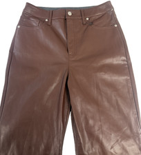 Express 90's Slim Super High Rise Faux Vegan Leather Pants New Brown Women's 8R