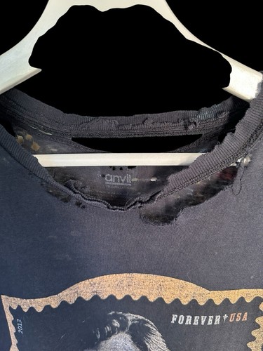 Vintage Johnny Cash T-Shirt Large Distressed Thrashed Musik Symbole USPS - Bild 8 von 14