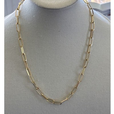 Necklace Gold Tone Paperclip Chain Lobster Clasp Modern Style New