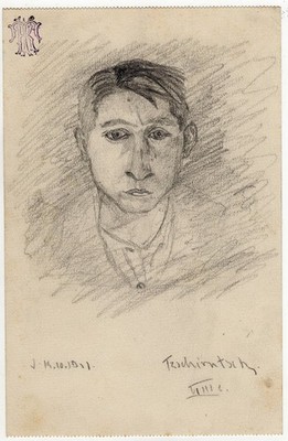 21x13cm Kurt Tzschirntsch 1911 Bleistift Zeichnung a. Papier Portrait Mann Junge