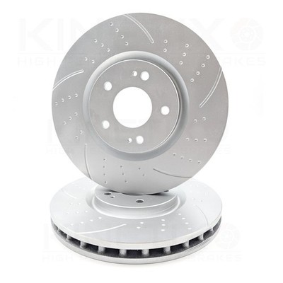 FOR MITSUBISHI LANCER EVO 8 FRONT DIMPLED GROOVED KINETIX BRAKE DISCS PAIR 320mm
