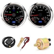 85mm GPS Speedometer 0-120MPH Fuel Gauge/Volt/Tacho/Oil/WaterTemp with Senders