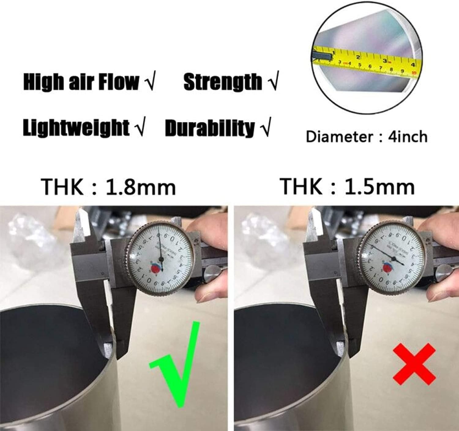 MOOSUN 4" Cold Air Intake & Heat Shield for 09-14 Silver &amp; Black 