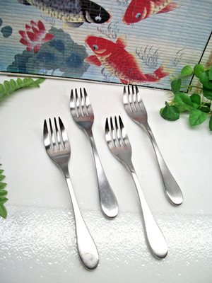 4    ORIGINAL  by Knork   Stainless  Mid Century Modern  Salad or Dessert Forks