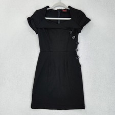 Folter Dress Womens Medium Black Sheath Button Side Pin Up Bombshell Made USA