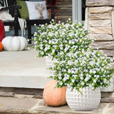 Outdoor Artificial Flowers UV Resistant, 20 Bundles Fake Realistic Floral Gre...