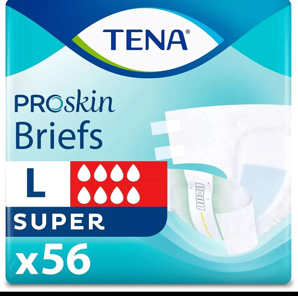 TENA ProSkin Super Incontinence Adult Diapers, Maximum Absorbency,L-*56 COUNT*