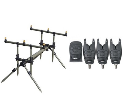 Rod Pod Set Profi inkl. Bissanzeiger 3+1 EFT Master Rod Pod + Prologic BAT+ Funk
