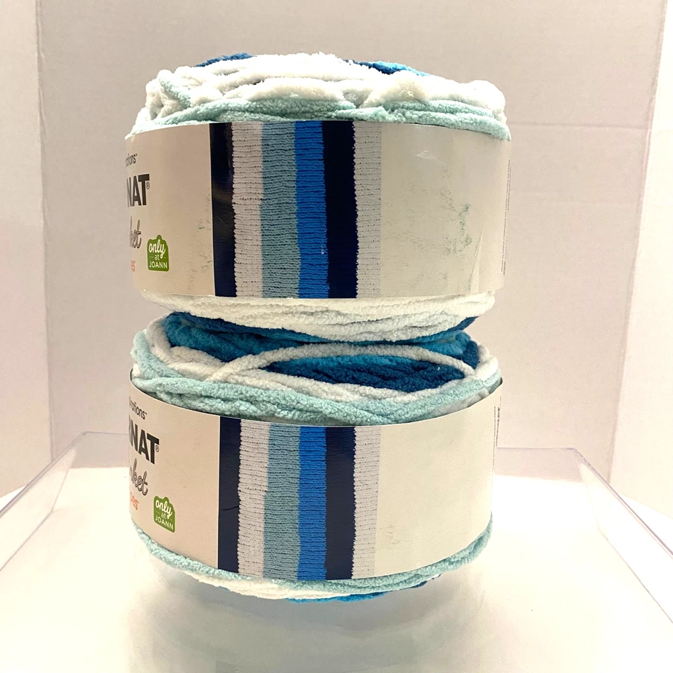 Bernat Blanket Stripes Yarn-Making Waves-Lot of 2-blue/green/white 220 yds each - Image 2 of 4