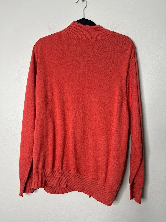 Studio Works Cardigan Sweater Womens 3X Rust Orange Full Zip Cotton Fall Autumn - Image 3 of 4
