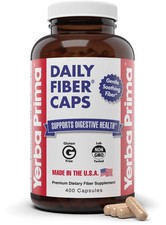 Yerba Prima Daily Fiber Caps 625 mg 180 Caps All-Natural, GMP Quality BB 1/2028