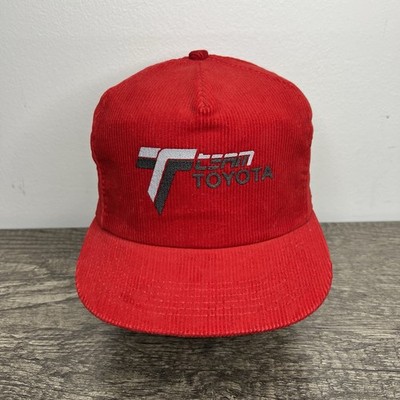 【80s 】ベースボールキャップ　トレフォイル　台湾　vintage NWOT Vintage Team Toyota Corduroy Hat Cap Red SnapBack Rare