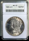 1885-O Morgan Silver Dollar ANACS MS 63 Toned ANACS Soapbox Holder!