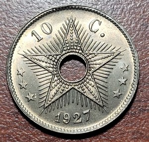 Belgian Congo 1927 10 Centimes KM 18 Lustrous BU UNC CN African Coin Colonial