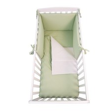 Corredo Completo Culla/Lettino Neonato  VERDE POIS  Cotone 100% Made In Italy