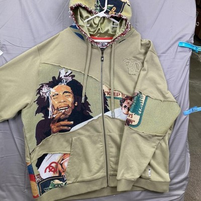 Blow Graphic Hoodie Mens 6XB Multicolor Music Smoking Full Zip Fleece Sweatshirt