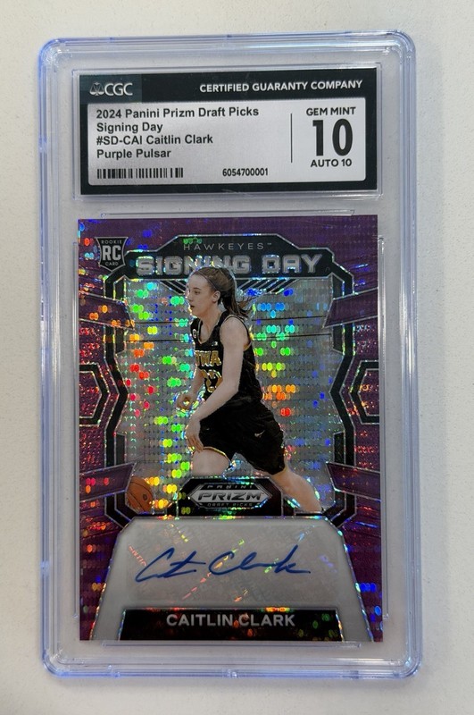 2024 Prizm Draft Picks CAITLIN CLARK Purple Pulsar Auto RC /15 CGC 10 Auto 10