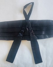 Black Silk Cummerbund with White Polka Dots and Self Tie Bow Tie Set Vintage