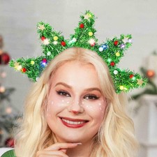 LED Christmas Tree Light Up Headband Christmas Hairbands Glow Hair Hoop Xmas ...