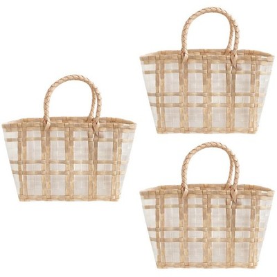  3 Pcs Geflochtener Korb Klein Handheld Gemüsekorb Boho-Aufbewahrungskorb