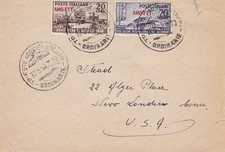 1950 TRIESTE A - No. 69/70 on envelope for New York, NO CANCELLATION OF ARRIVAL