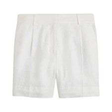 J. Crew Women's High Rise Pleated Suit Short Chelsea Linen Cupro Blend White 8
