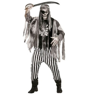 Widmann Ghost Ship Pirate (Shirt With Bone Chest, Jacket, Pants, Bandana, Eye-Pa