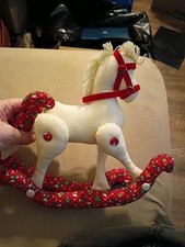 Fabric Handmade ROCKING HORSE Vintage Stuffed Horse with Moveable Legs