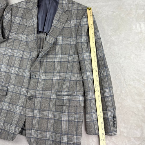 Brooks Brothers Vitale Barberis Regent Sport Coat Blazer Men 46L Gray Plaid Wool - Picture 13 of 15