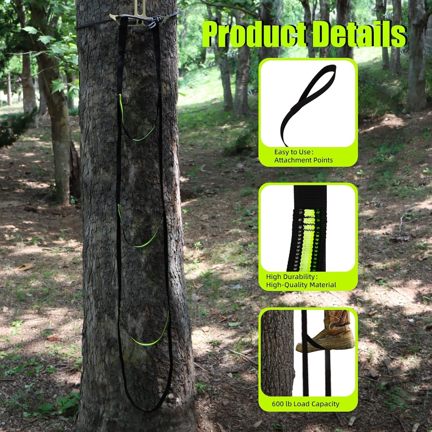 Highwild 3 Step Climbing Stick Aider for Hunting - Heavy Duty 600Lbs black 