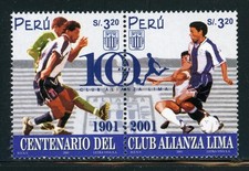PERU MNH: Scott #1298 CLUB ALIANZA LIMA Centenary SOCCER CV$12+