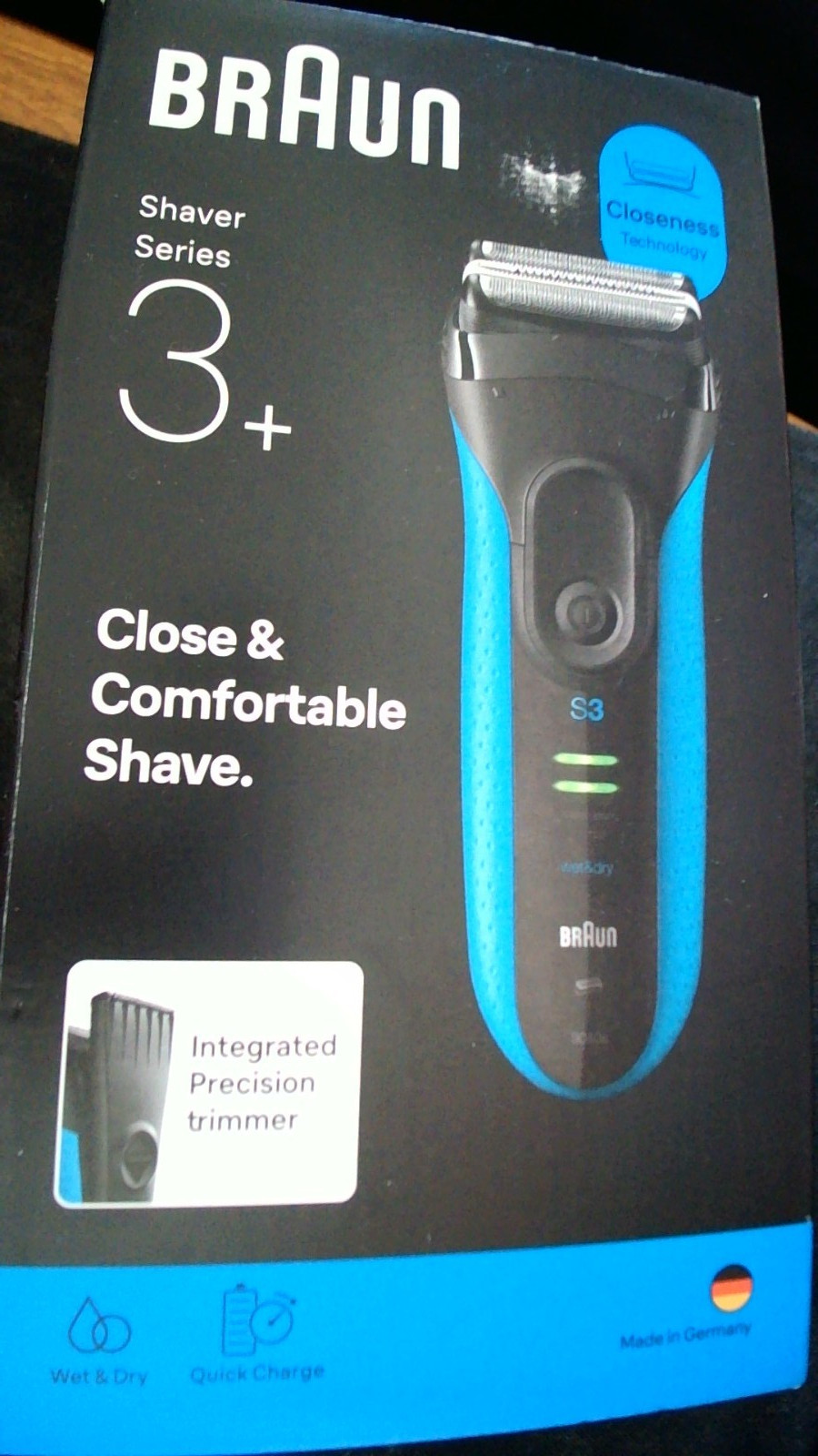 Braun Series 3+ 3040s Cordless Shaver. Precision Trimmer. Wet & Dry.3 Flex Blade