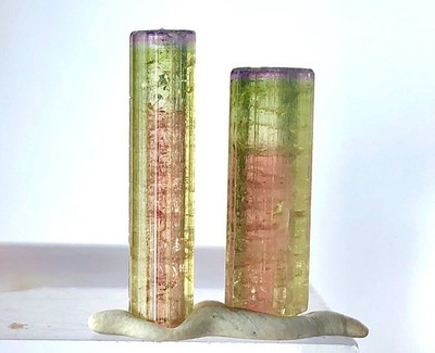 Saturated Top quality pair bicolor watermelon tourmaline crystal from afg