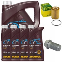 MotoröL Filter Set Mannol 10W-40 9 Liter + Schraube FüR Mercedes E-Klasse W211