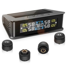 Tpms Lcd Wireless Solar Car Tire Pressure Monitoring System 4 External Sensors