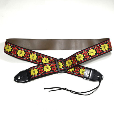 Vintage MORRIS Hippie Embroidered Jacquard Guitar Strap, Japan - 56.5'' Long