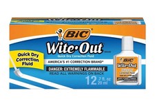 BIC Wite-Out Brand Quick Dry Correction Fluid, 20 ml Bottles, 12-Count