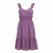 BB Dakota Steve Madden Purple Floral Ruffle Strap Midi Dress Size Small