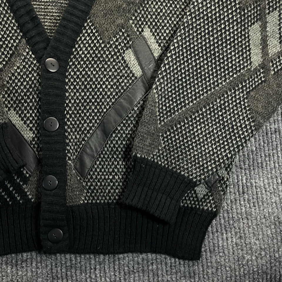 Vintage City Streets Sweater Mens Large Geometric Cardigan Wool Korea 90s - Image 2 of 4