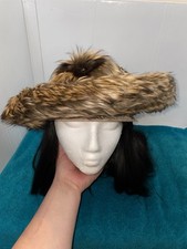 Vintage Kentucky Derby Preakness Belmont Easter Church Hat Tan Faux Fur