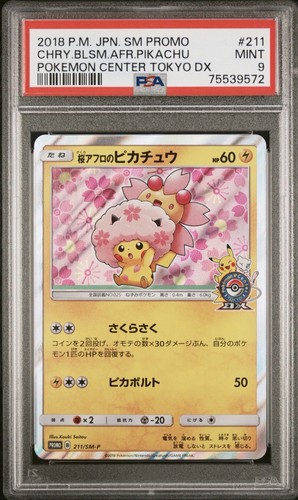 2018 POKEMON JAPANESE SM PROMO #211 CHERRY BLOSSOM AFRO PIKACHU PSA 9