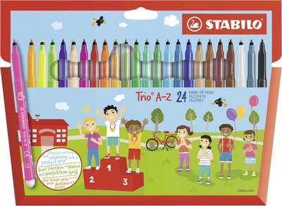 Fibre-Tip Pen with Triangular Grip Zone - STABILO Trio A-Z - Pack of 24 - Assort