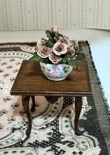 Dollhouse Miniature Artisan Pink Floral Arrangement Ni-Glo Vase 1:12