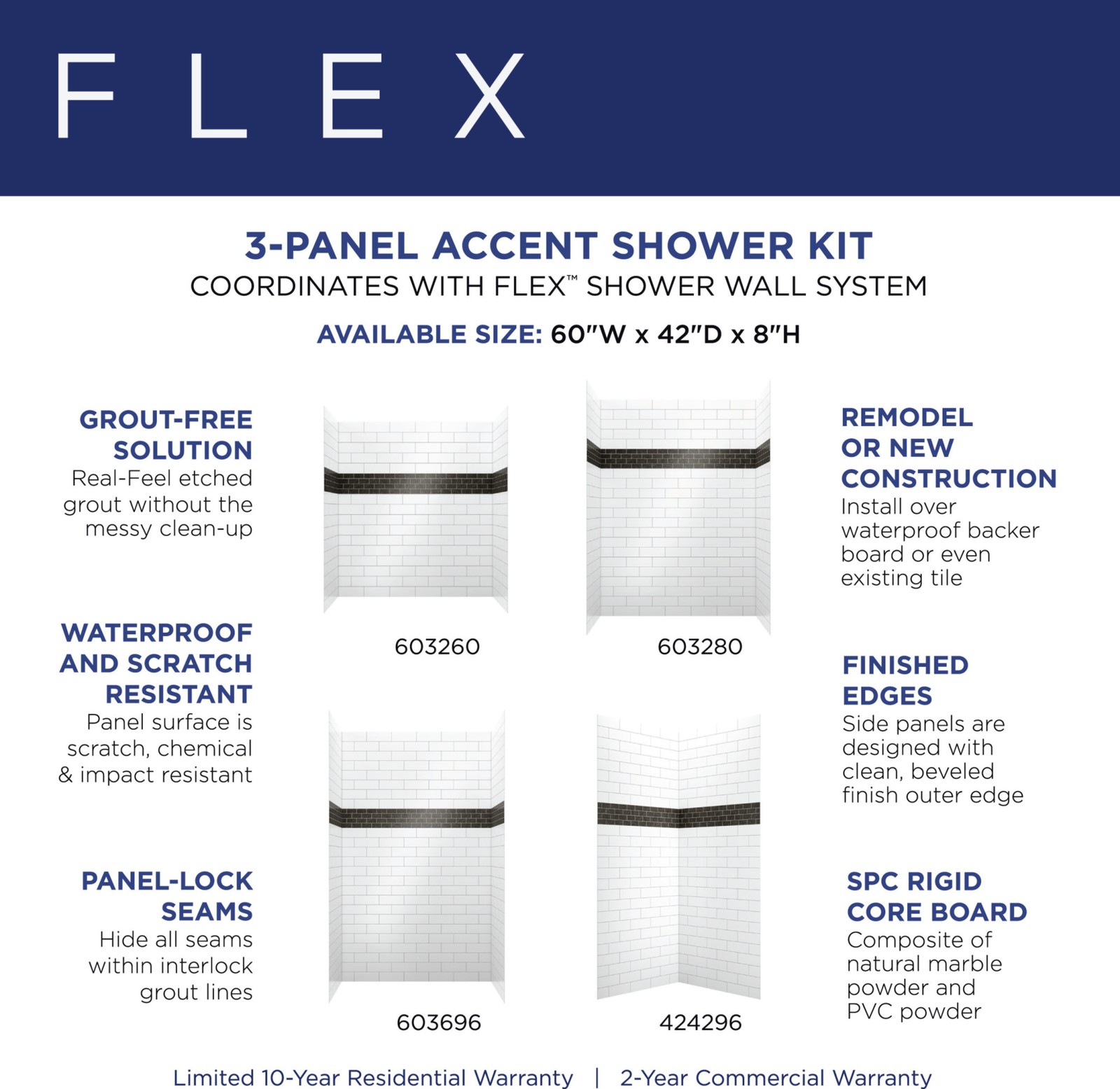 Miseno MSW-604208FLEX ReadySet FLEX 3 Piece Accent for Shower - Dark Polished