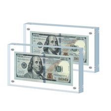 2Pcs Dollar Bill Frame Display Acrylic Holder 3.9X7.8Inch Clear