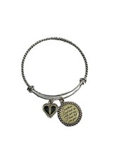 Silver Tone Charm Bracelet Heart Angel Wings Inspirational Bereavement Textured